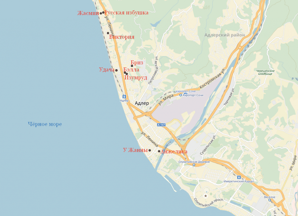 Пляжи лазаревского на карте фото с описанием